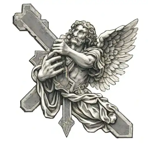 Agnus Dei, Hand of God and Adam, image of Archangel holding a cross tattoo design idea