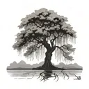 soft gothic willow tree silhouette tattoo design idea