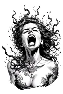 woman screaming chaos misunderstood tattoo design idea