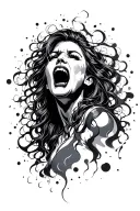 woman screaming chaos misunderstood tattoo design idea
