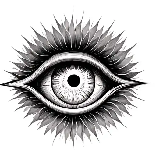 third eye tattoo with iris of the eyeball made with perfect concentric circles centered inside a horizontally hashed tri tattoo design idea