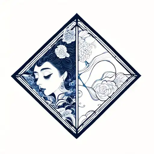 Gemini and Aquarius patern geometrical tattoo design idea