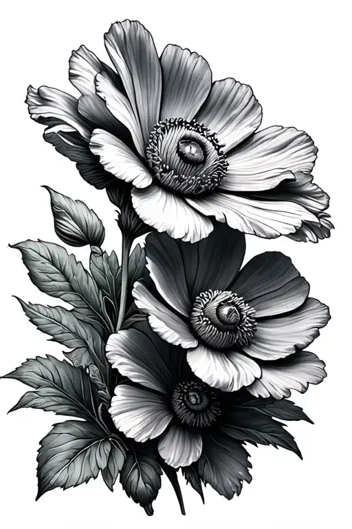anemone flower tattoo design idea