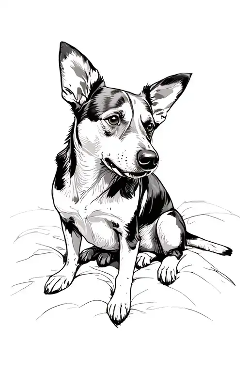 Australian Cattle Dog sitting tattoo design idea