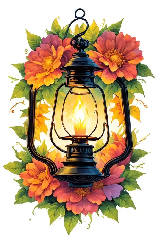 The fall of Samael Bible Rapunzel Lantern Paint Paint Flowers tattoo design idea