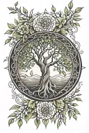 willow tree mandala back ground tattoo design idea
