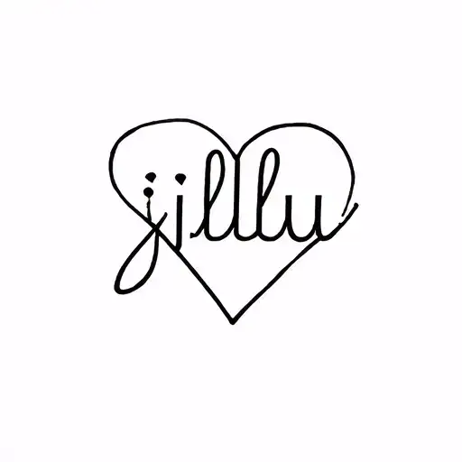 the name jillu with hear symbol tattoo design idea