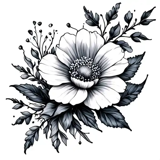 spine tattoo with the birth flower for the months February, March, April, June, September  tattoo design idea
