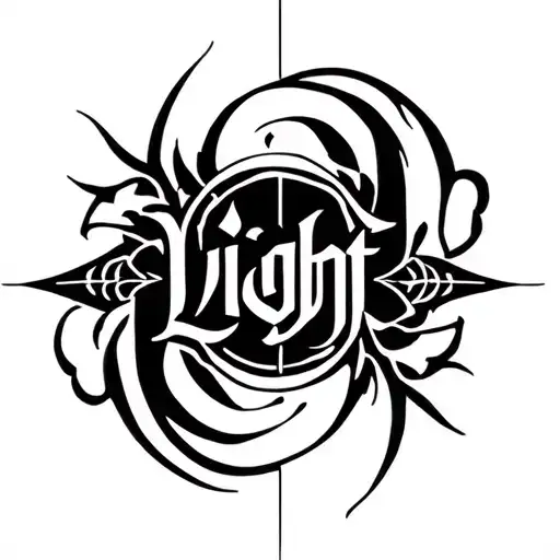 Norse and Christian elements Tribal style The name “Light” at the center Flowing design to wrap from bicep up to shou tattoo design idea
