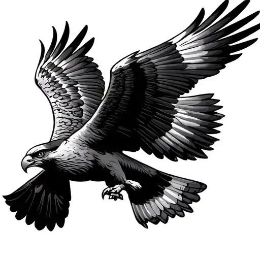 traditional falcon diving tattoo design idea