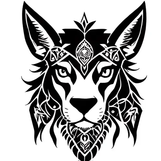 "Stylized black tattoos of jewelry representing the 5 animals totems of Silva in Shaman King tattoo design idea