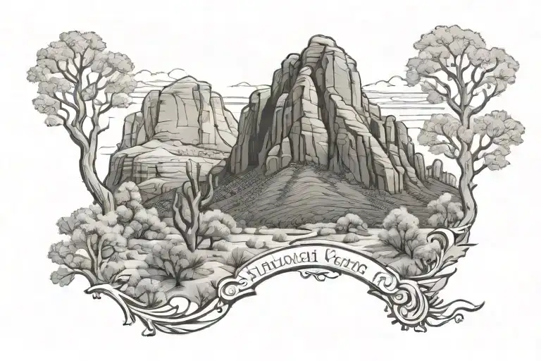 zion national park scene tattoo design idea