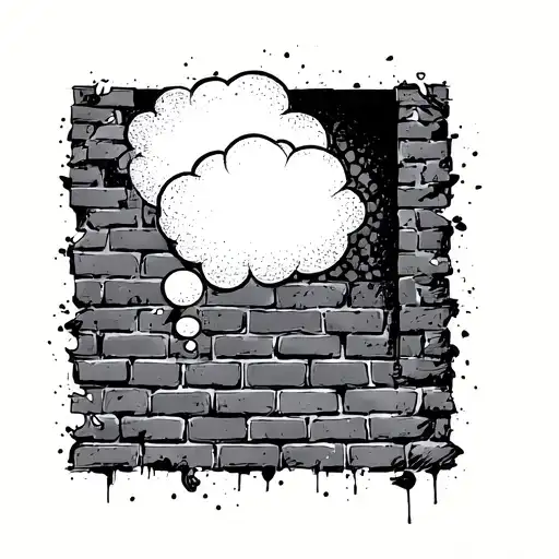 thought bubble with a brick wall inside it  tattoo design idea