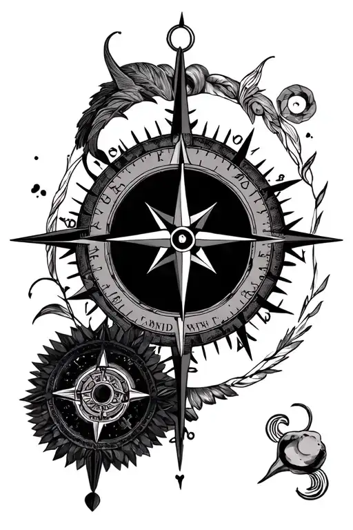 family compass surrounded by various tattoo design idea