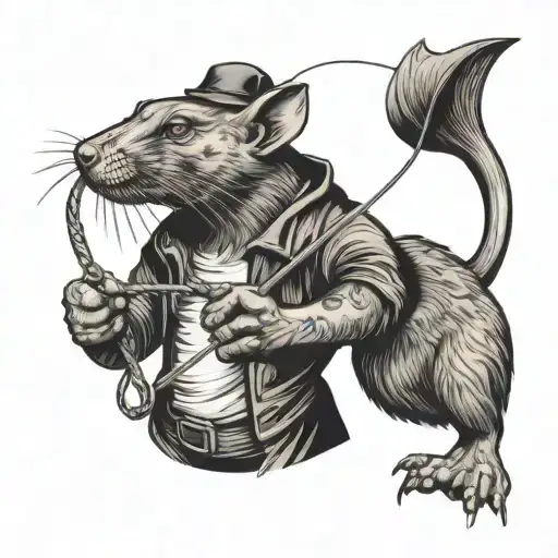 river rat holding a line tattoo design idea