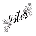 "sister" Cosmo flower blooming tattoo design idea