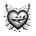 Heart, Plane, Initial, cordinate, best friend tattoo tattoo design idea