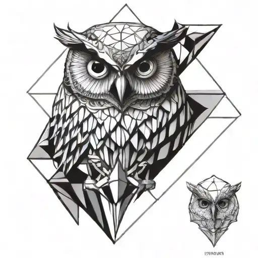 owl perched on skull tattoo design idea