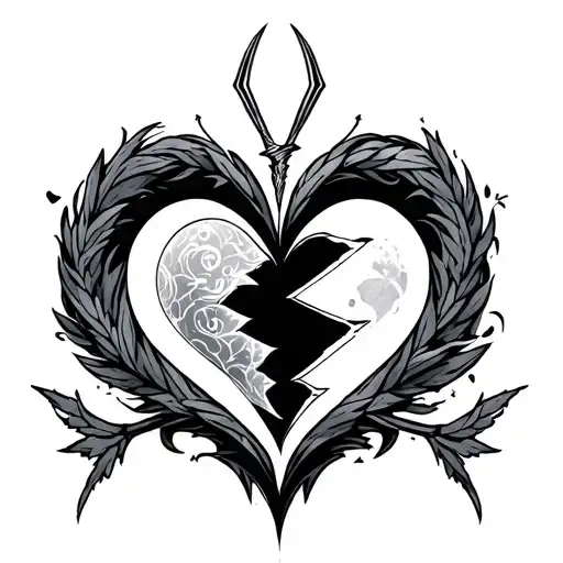 Sagittarius plus broken heart intertwined tattoo design idea