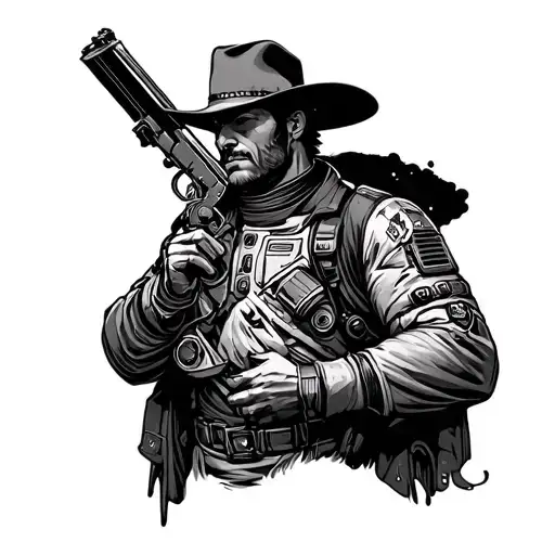 space cowboy tattoo design idea