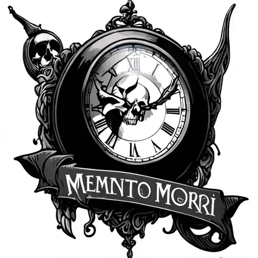 "Memento Mori " reaper and clock tattoo design idea