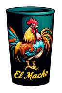sexy rooster crowing in the air with one head and two legs with "El Macho" written below tattoo design idea