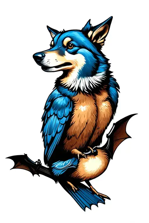 bat, duck, blue bird, dog, honey bea, wolf, buda tattoo design idea