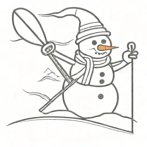 simple skiing snowman tattoo design idea