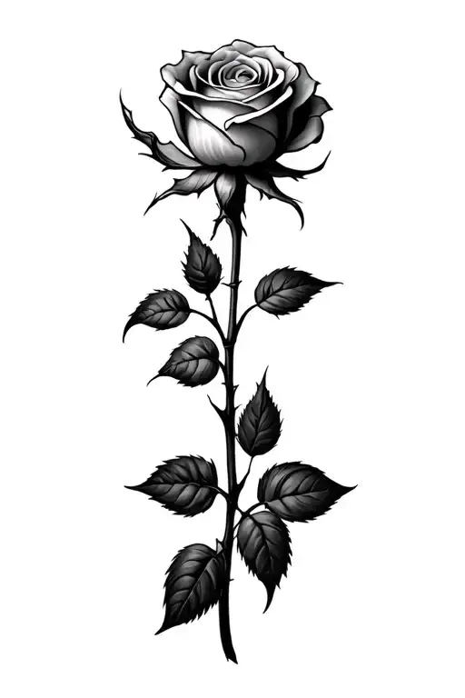 single rose with 3 thorns tattoo design idea