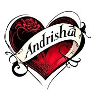 "Andrisha" heart shape tattoo design idea