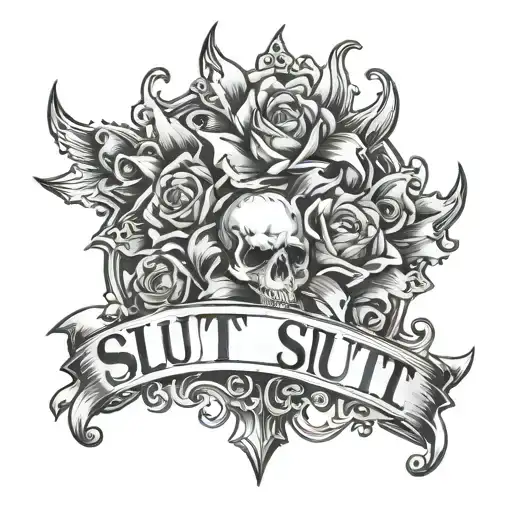 SIGN "SLUT" hidden in tattoo design tattoo design idea