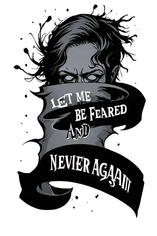 "Let me be feared and never again afraid" tattoo design idea