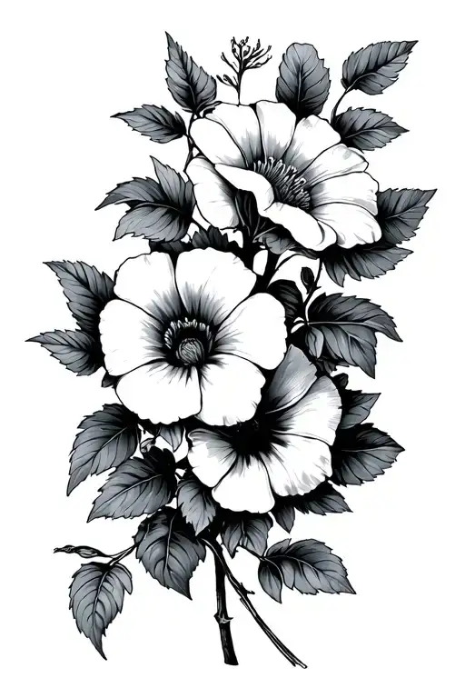 aster and morning glory vine wrapped evenly tattoo design idea