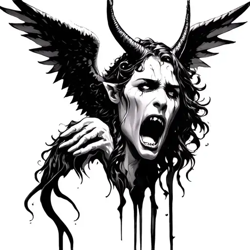 CRYING ANGEL AND DEMON tattoo design idea