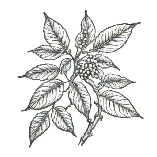coffee plant, coffee beans growing same branch tattoo design idea