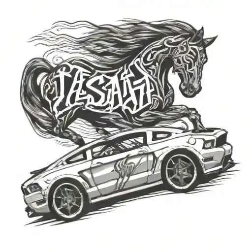 the name Isaiah with a mustang car drifting tattoo design idea