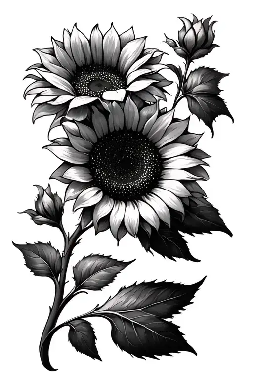 sunflower intertwined tattoo design idea