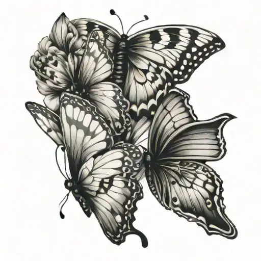two offset butterflies tattoo design idea