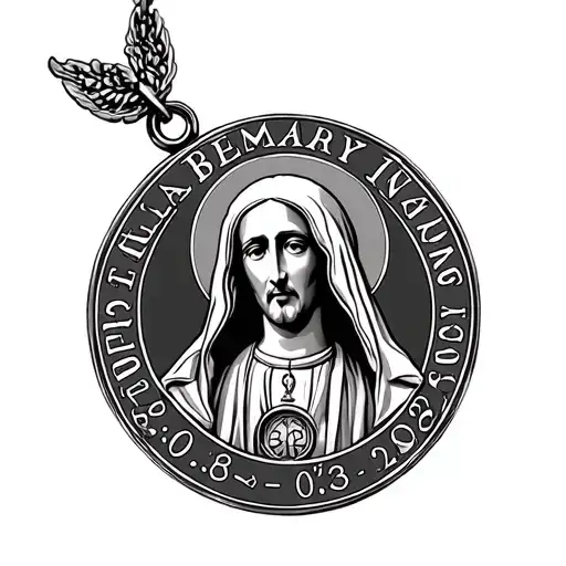 I want a St. Benedict's medal tattoo, and put "Sheila Mary Ing 26.08.1937 - 12.03.2018" underneath it tattoo design idea