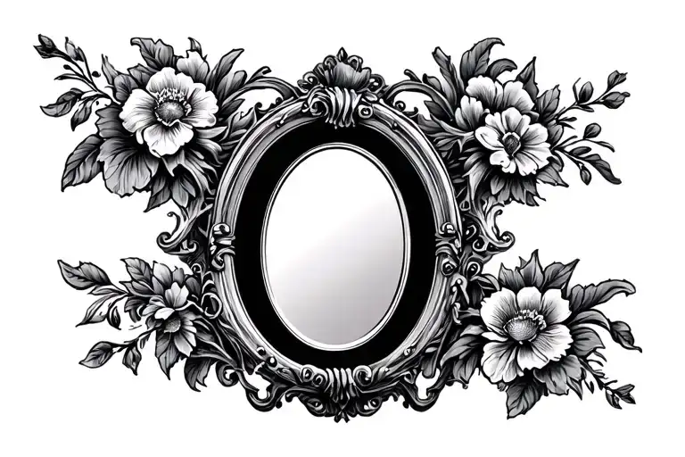 oval vintage mirror  tattoo design idea