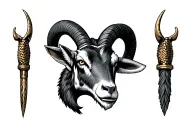 us navy chief angry goat head tattoo design idea