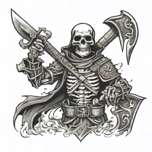 skeleton executioner with executioner's ax tattoo design idea