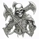 skeleton executioner with executioner's ax tattoo design idea