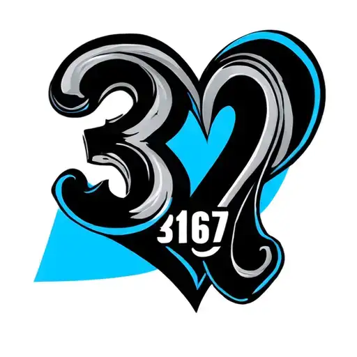 number "3167" with blue heart in background. simple design tattoo design idea