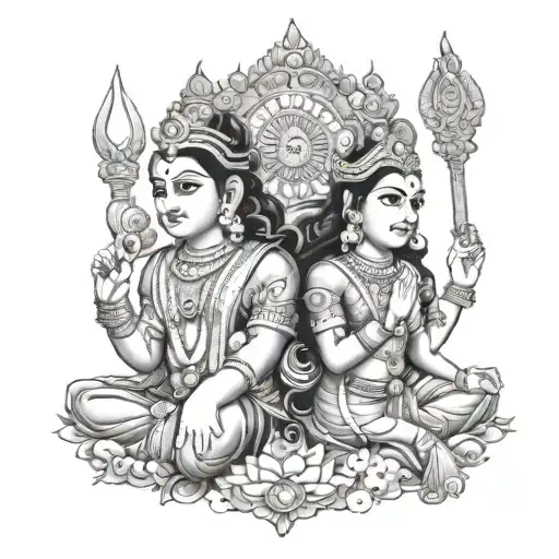 vishnu and laxmi tattoo design idea