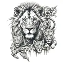 lion with lioness and 2 cubs tattoo design idea