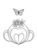 A claddagh ring design with elements of nature like flowers and butterflies tattoo design idea