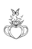 A claddagh ring design with elements of nature like flowers and butterflies tattoo design idea