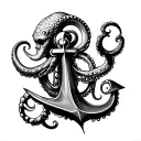 Anchor,nautical,compass,dark art,kraken,octopus,sea creatures tattoo design idea