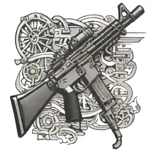 engineer  army infantry hk33 gun tattoo design idea